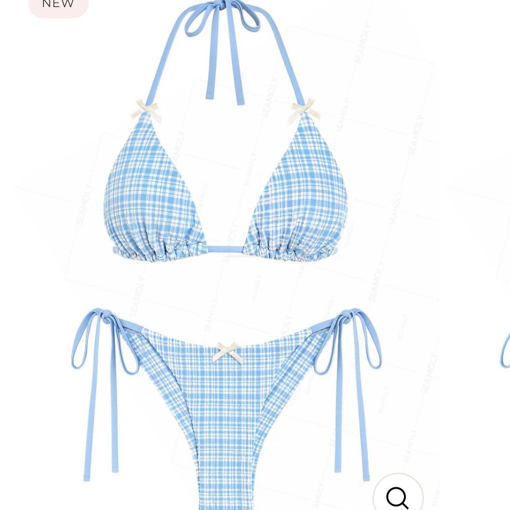 Blue Plaid Bikini Set
